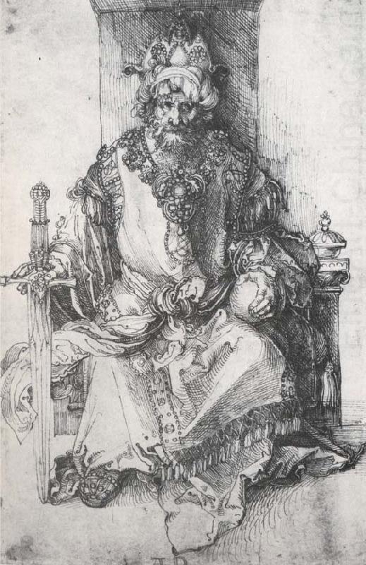 Albrecht Durer An orinetal Ruler Enthroned with traces of the artist-s monogram china oil painting image